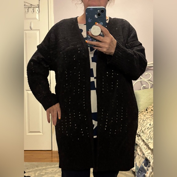Terra & Sky Black Open-Knit Cardigan - Picture 5 of 10